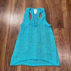 Mossimo Supply Co. Teal High Low Sleeveless Knit Racerback Tank Top Womens XS